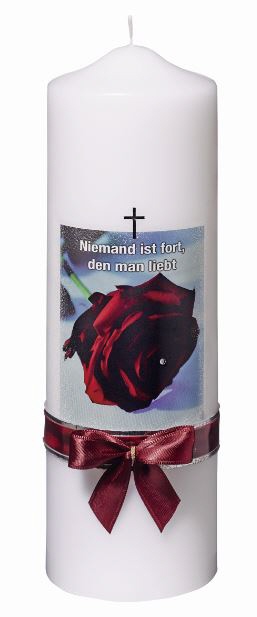 Gedenkkerze "Niemand ist fort" Weiß 250 x 80 mm