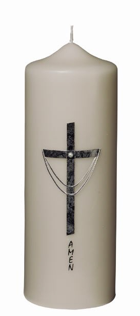 Gedenkkerze "Kreuz" in Moonstone 200 x 70 mm