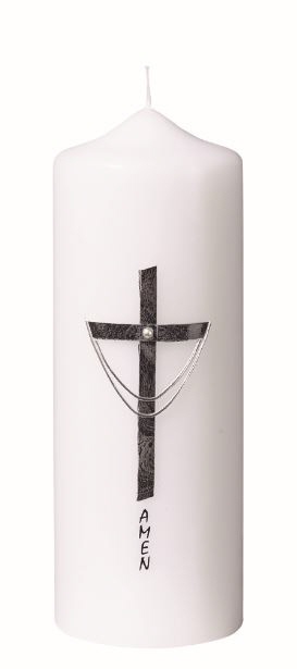Gedenkkerze "Kreuz" in Weiß 200 x 70 mm
