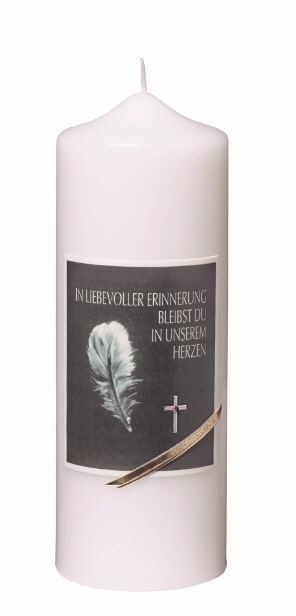 Gedenkkerze 200 x 70 mm Weiß