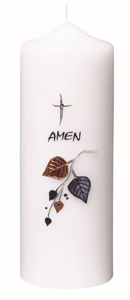 Gedenkkerze "Amen" Weiß 200 x 70 mm