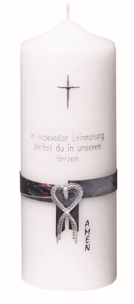 Gedenkkerze "Amen" Grau 200 x 70 mm