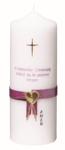 Gedenkkerze "Amen" Pflaume 200 x 70 mm