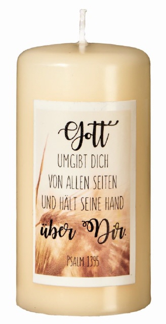 Gedenkkerze "Umgibt dich" Champagner 120 x 60 mm