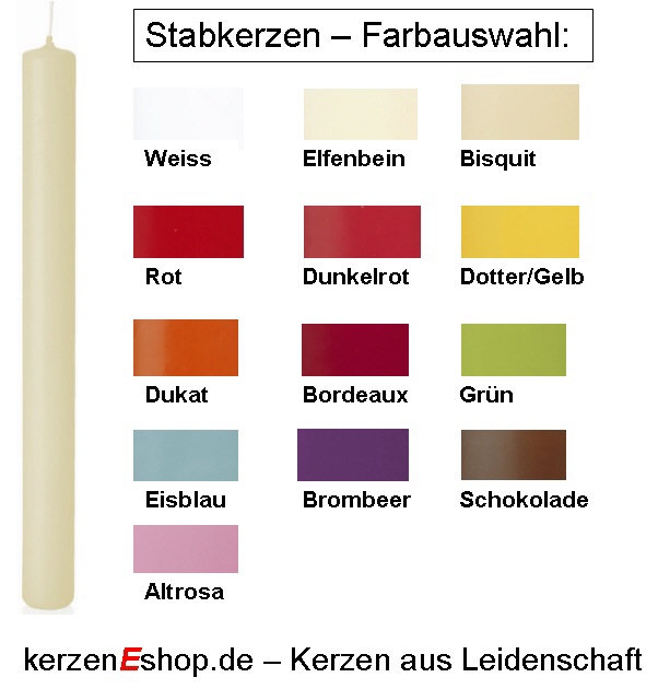 Stabkerzen Farbauswahl