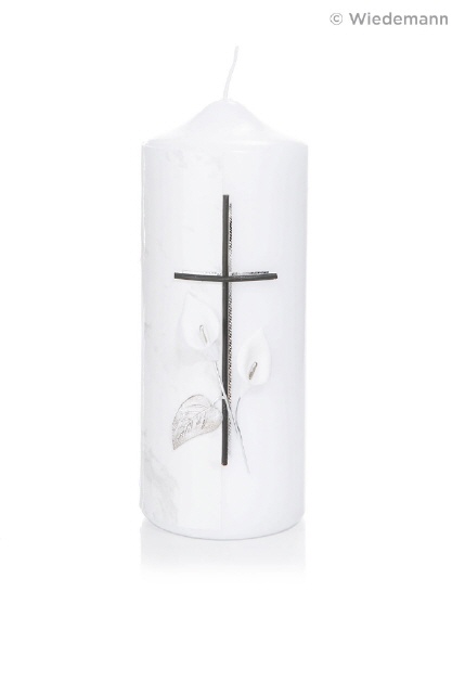 Trauerkerze "Kreuz mit Pflanze" 200 x 80 mm