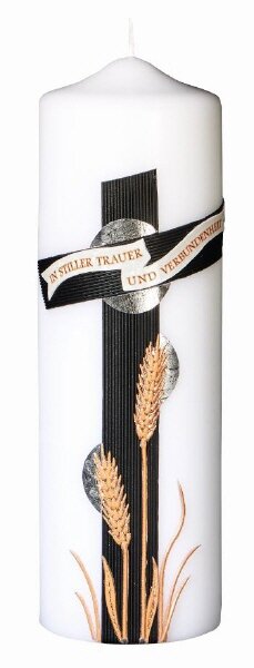 Gedenkkerze Weiß -In stiller Trauer…- Ø 8 x H 25 cm