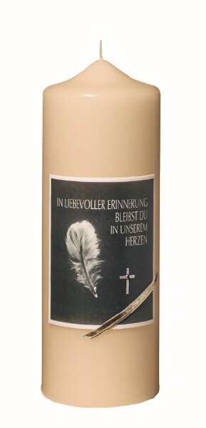 Gedenkkerze Champagner -In liebevoller Erinnerung … - Ø 7 x H 20 cm