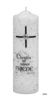 Gedenkkerze Weiß -Christus ist unser Friede-...