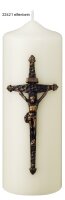 Gedenkkerze Elfenbein/Bronze mit Kreuz Ø 7 x H 20 cm