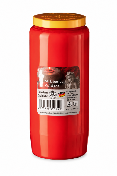 6-Tage Premium Grablichte Rot 100% Pflanzenöl, 20 Stück
