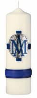Marienkerze Altarkerze Marienmonogramm Blau Ø 6 x...