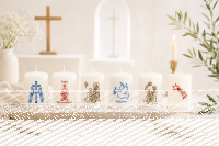 Weihnachtskerze "Krippe Frohe Weihnachten" 6 x...