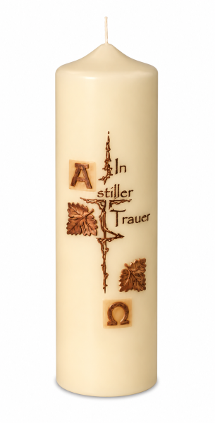 Gedenkkerze Vanilla -In stiller Trauer- Ø 7 x H 25 cm
