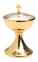 Ciborium H 19,5 cm, Messing, vergoldet, gold