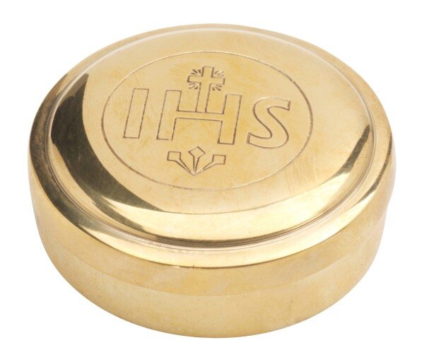 Hostienbehälter D 8 cm, Messing, gold