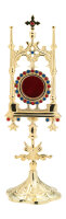 Reliquiar mit Steinen H 31 cm, Messing, gold, mit edlen...