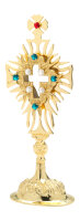 Reliquiar mit Steinen H 30 cm, Messing, gold, mit edlen...