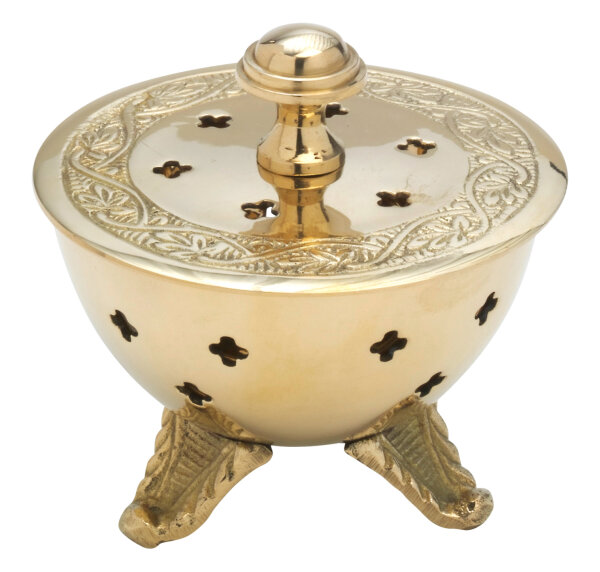 Räucherschälchen Dreifuß D 8 cm, Messing, gold, für Räucherkohle