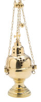 Rauchfass mit Kreuz H 23,5 cm, Messing, gold, Innenschale...