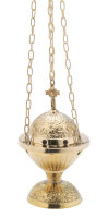 Rauchfass mit Kreuz H 18 cm, Messing, gold, Innenschale...