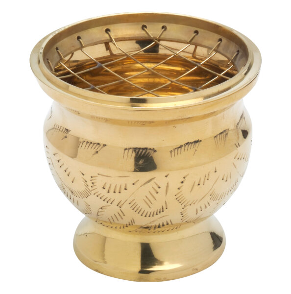 Weihrauchtopf H 7,5 cm D 8 cm, Messing, gold, Innenschale aus Stahl, für Räucherkohle