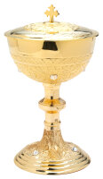 Ciborium mit Steinen H 25 cm, Messing, gold, mit edlen...