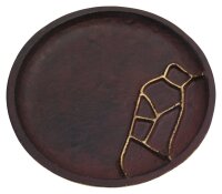 Kerzenteller aus Alu in weinrot/gold, Durchmesser 14 cm