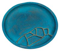Kerzenteller aus Alu in türkis/gold, Durchmesser 12 cm