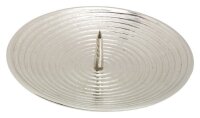 Kerzenteller mit Dorn (Rillen) Messing vernickelt 15 cm...