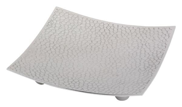 Teller viereckig 10x10 cm poliert, 10 x 10 cm, Messing vernickelt, silber