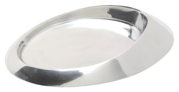 Kerzenteller oval 13x8cm innen matt Messing, 13 x 8 cm innen, Messing vernickelt, silber