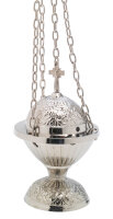 Rauchfass mit Kreuz H 18 cm, Messing, vernickelt, silber,...