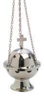 Rauchfass vernickelt mit Kreuz H 13 cm, Messing,...