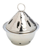 Tisch-Rauchfass H 13 cm, Messing, vernickelt, silber,...