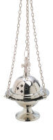Rauchfass mit Kreuz H 12 cm, Messing, vernickelt, silber,...