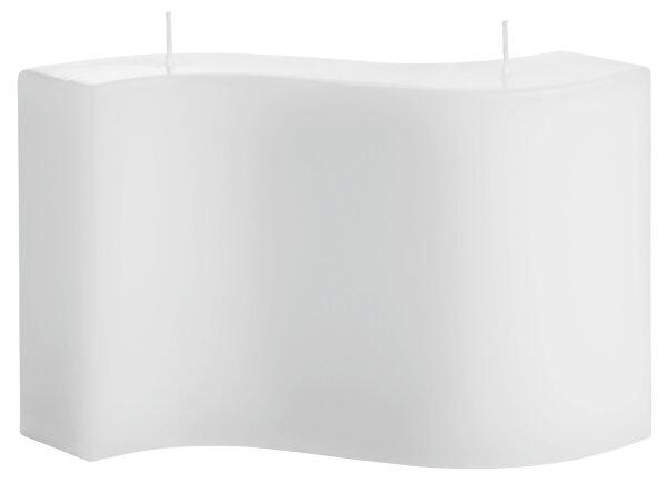 Formenkerze "Welle mit 2 Dochten" Weiß Ø 25 x H 15 cm