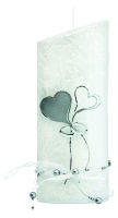 Hochzeitskerze Ellipse Perlmutt "Herzen, Ringe mit...