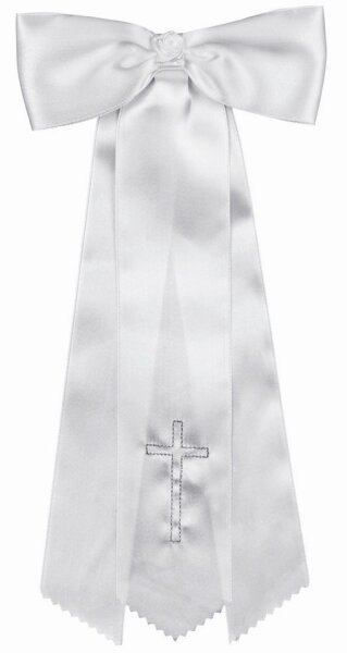 Kommunionsschleife mit Kreuz aus Silber für Kerzen bis Ø 50 mm