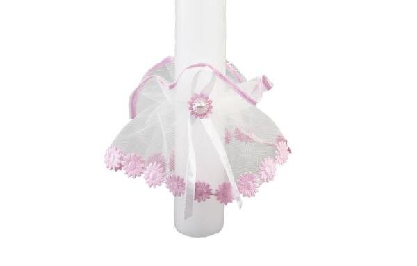 Kerzen Röckchen aus Tüll Rosa für Kerzen bis Ø 50 mm