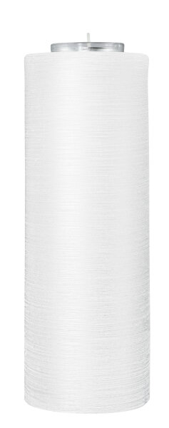 Kerze mit Teelichteinsatz Perlmuttoberfläche Weiß Ø 7 x H 24 cm
