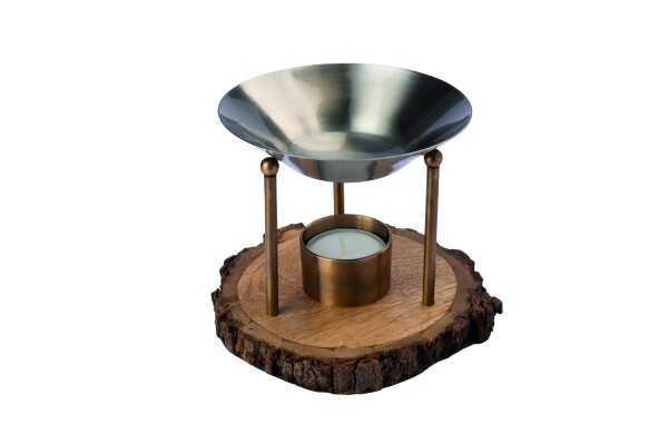 Öllampe „Holzscheibe“ in bronziertem antique-finish