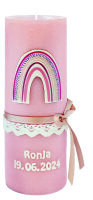 Taufkerze Mädchen Rustic Rainbow 190 x Ø 68 mm