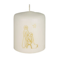 Weihnachtskerze Krippe in GoldØ 5 x H 6 cm