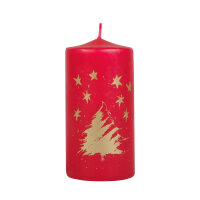 Weihnachtskerze Weihnachtsbaum und Sterne in Rot Ø...
