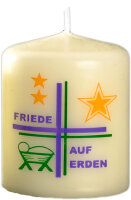 Weihnachtskerze "Friede auf Erden" 3-farbig in...