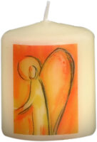 Weihnachtskerze "Schutzengel Orange" Elfenbein...