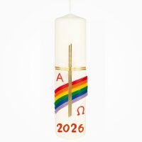 Hausosterkerze 20 x Ø 5 cm Kreuz, Regenbogen mit...