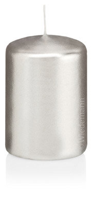 Stumpenkerzen Silber Ø 5,8 x H 8 cm, 4 Stück