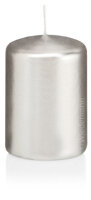 Stumpenkerzen Silber Ø 5,8 x H 10 cm, 4 Stück